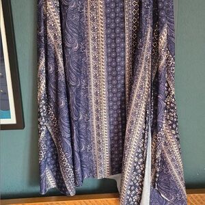Blue and White Patterned Maxi Skirt